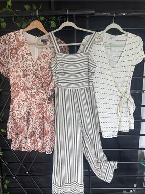 Women’s Size S Summer Bundle Aqua Dress Japna Jumpsuit Zara Romper 3 Pc